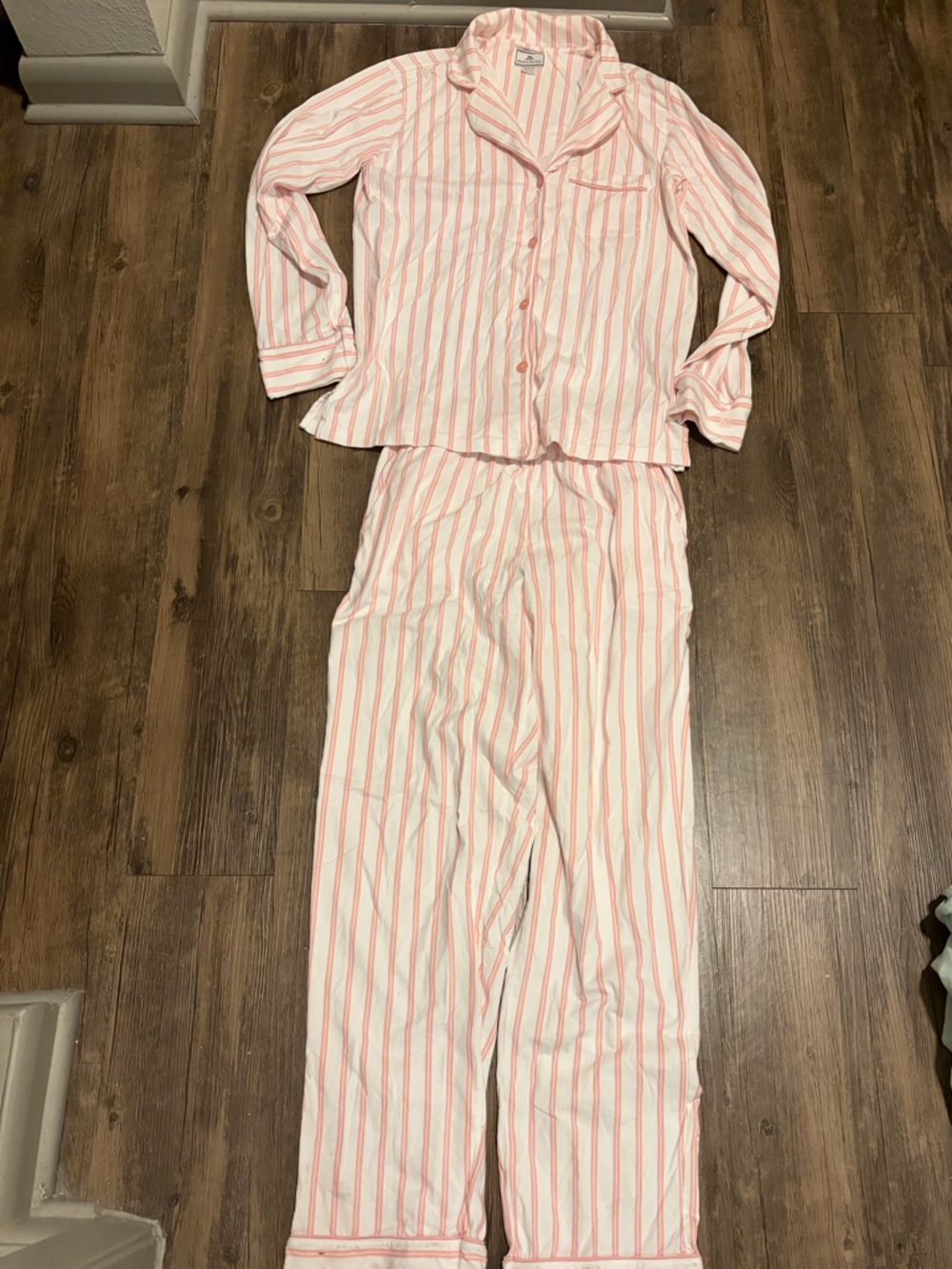 Women's Pima Pajama Set in Antique Pink Ticking Medium